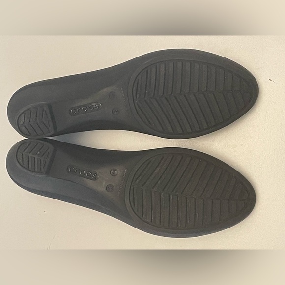 CROCS LINA DUAL COMFORT WEDGE HEELS, SHOES, WOMEN’S 8 BLACK RUBBER LIGHTWEIGHT - Picture 5 of 8